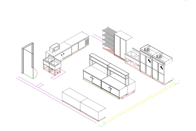 凉菜间基本设备3D效果图