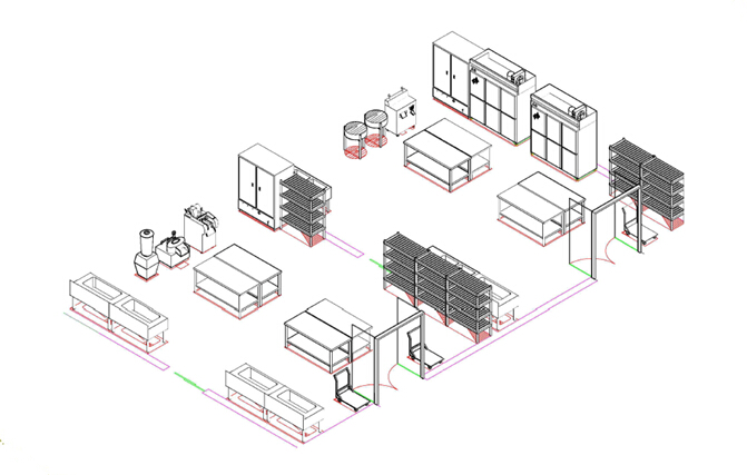 蔬菜肉类加工区3D效果图